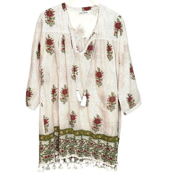 Roller Rabbit Cover-Up Tunic Size Small White Valley Floral Serafina - Picture 1 of 8